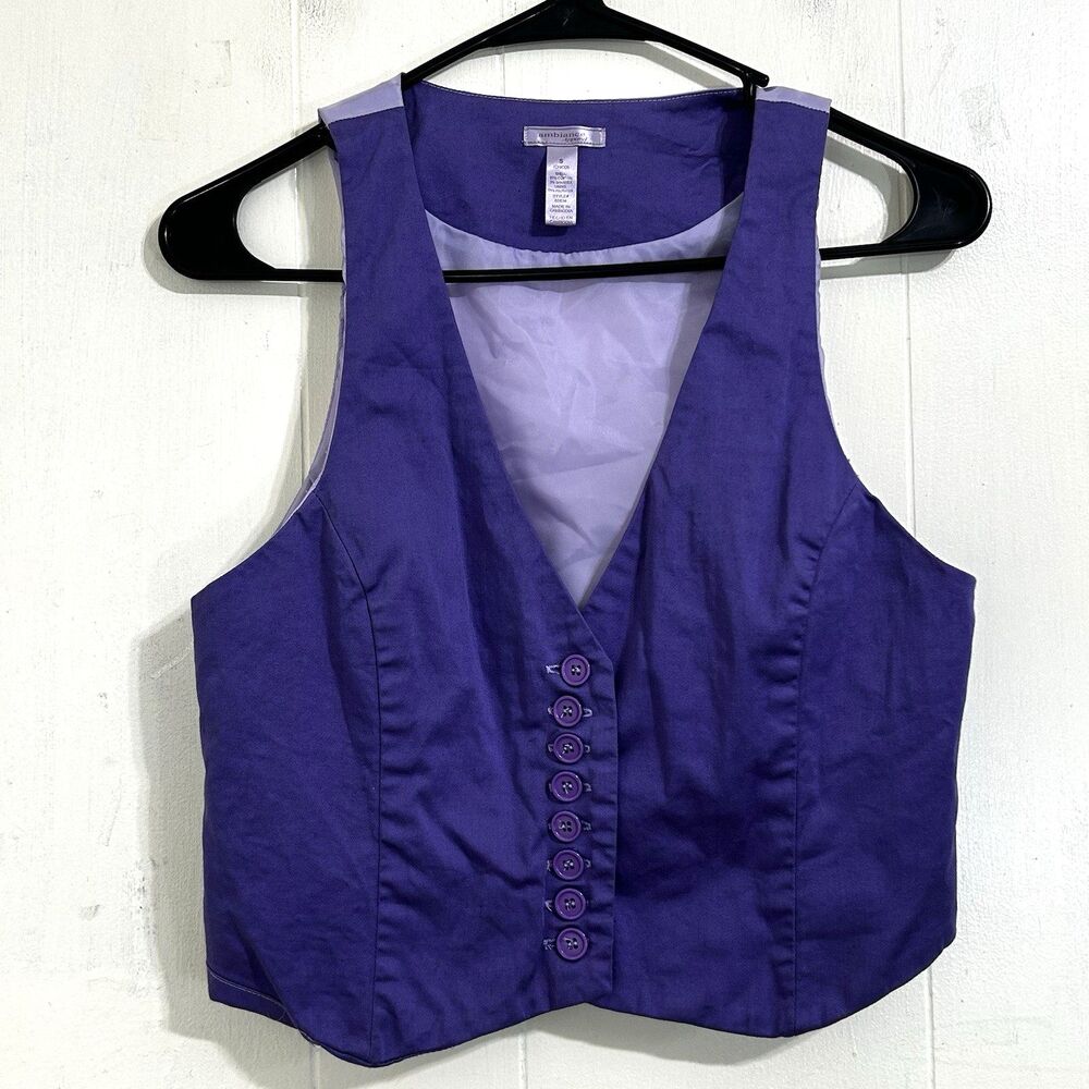 Ambiance Apparel Purple Button-Down Suit Vest Size Small Y2K Style Office Formal